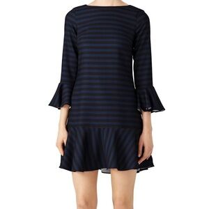 Sail to Sable Blue and Black Striped Long Sleeve Dress